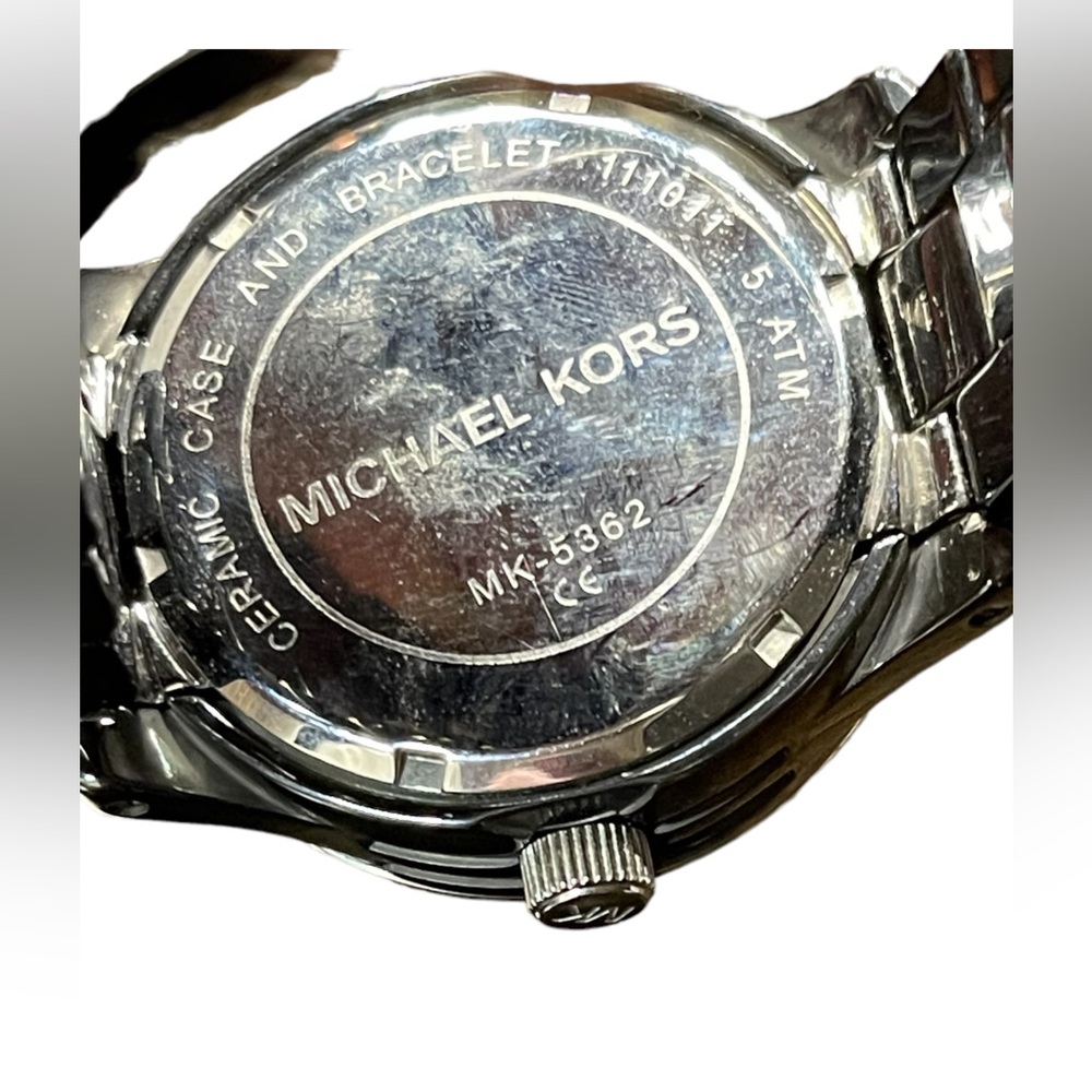 MICHAEL KORS Baguette Crystal Black Ceramic UNISEX Watch MK5362 - Picture 12 of 13